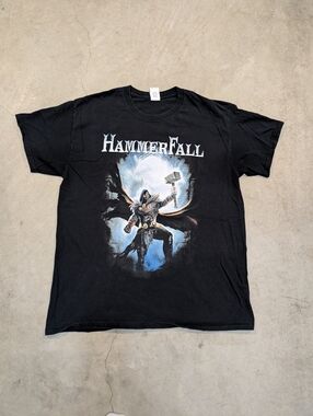 HammerFall ReBuilt To Tour Shirt Adult L Black Short Sleeve 2018